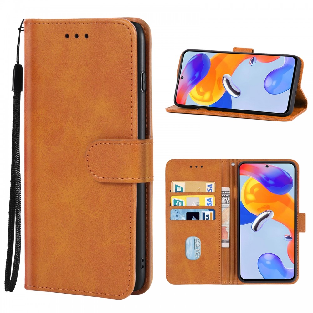 עבור Xiaomi Redmi Note 11 Pro 5G כיסוי ארנק / ספר עשוי מעור בצבע חום עם חריצים לכרטיסי אשראי