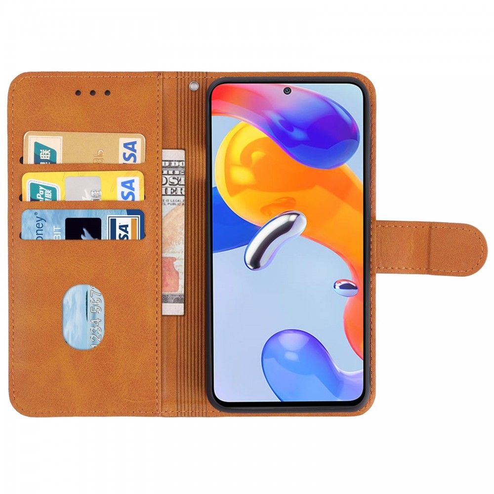 עבור Xiaomi Redmi Note 11 Pro 5G כיסוי ארנק / ספר עשוי מעור בצבע חום עם חריצים לכרטיסי אשראי