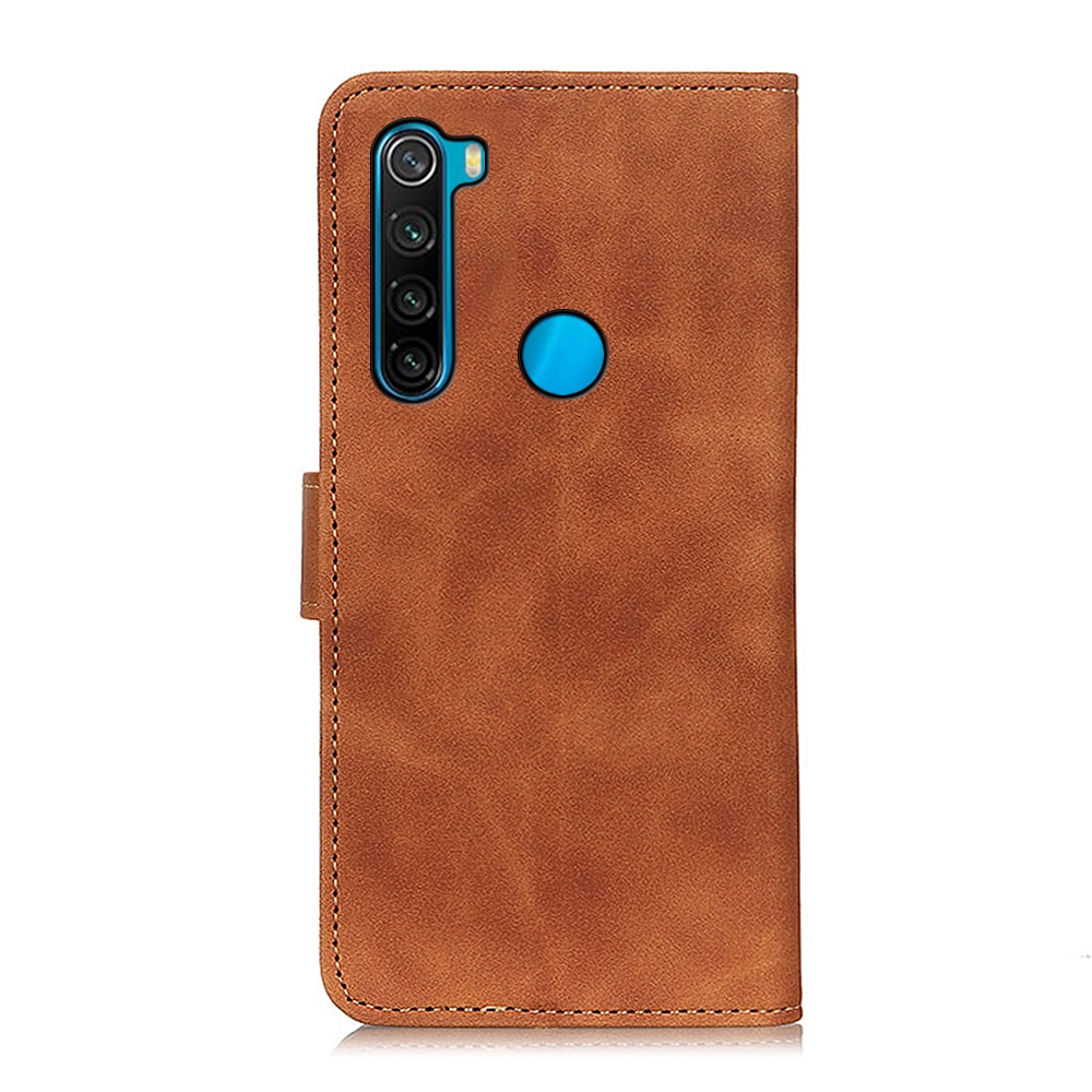 עבור Xiaomi Redmi Note 8 2021 כיסוי ארנק / ספר עשוי מעור בצבע חום עם חריצים לכרטיסי אשראי