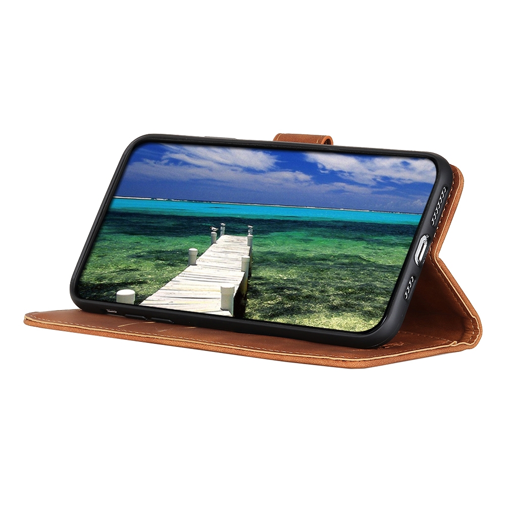 עבור Xiaomi Redmi Note 8 2021 כיסוי ארנק / ספר עשוי מעור בצבע חום עם חריצים לכרטיסי אשראי