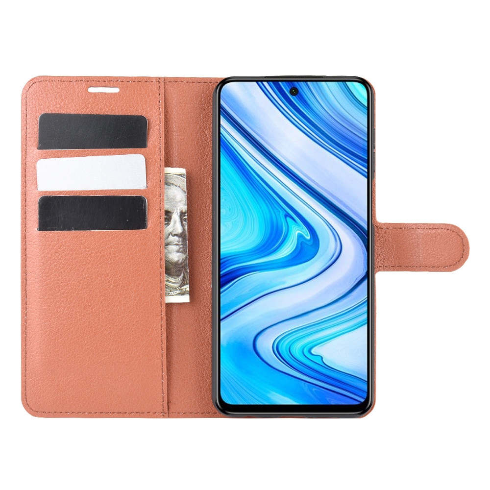 עבור Xiaomi Redmi Note 9 Pro Max כיסוי ארנק / ספר עשוי מעור בצבע חום עם חריצים לכרטיסי אשראי