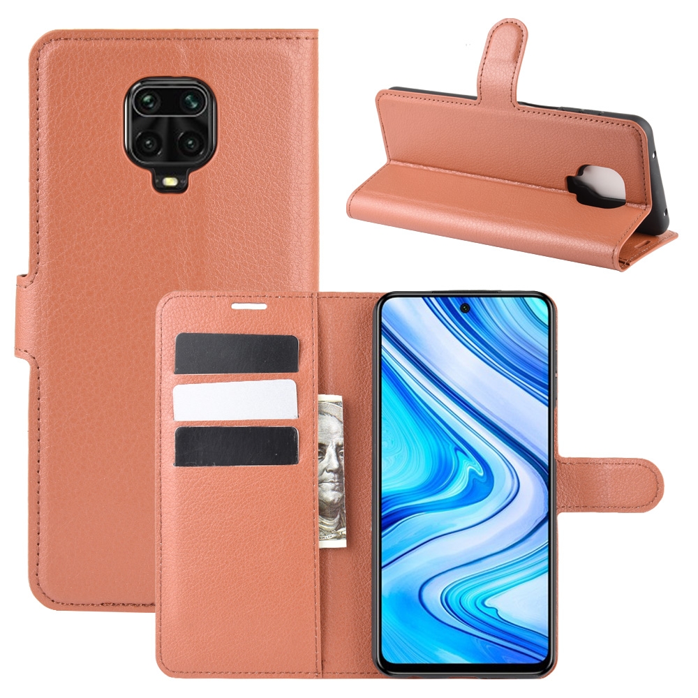 עבור Xiaomi Redmi Note 9S כיסוי ארנק / ספר עשוי מעור בצבע חום עם חריצים לכרטיסי אשראי