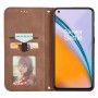 עבור OnePlus Nord 2 5G כיסוי ארנק / ספר עשוי מעור בצבע חום עם חריצים לכרטיסי אשראי