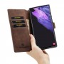 עבור Samsung Galaxy S22 Ultra 5G כיסוי ארנק / ספר עשוי מעור בצבע קפה עם חריצים לכרטיסי אשראי
