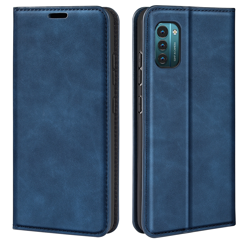 עבור Nokia G21 כיסוי ארנק / ספר עשוי מעור בצבע כחול כהה עם חריצים לכרטיסי אשראי