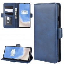 עבור OnePlus 7T כיסוי ארנק / ספר עשוי מעור בצבע כחול כהה עם חריצים לכרטיסי אשראי