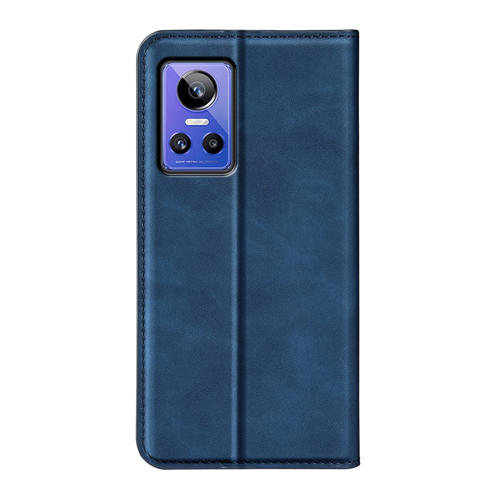 עבור Realme GT Neo 3 כיסוי ארנק / ספר עשוי מעור בצבע כחול כהה עם חריצים לכרטיסי אשראי