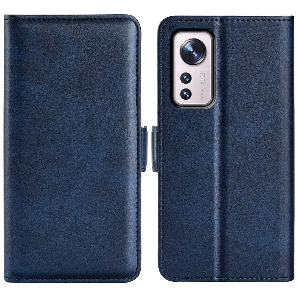 עבור Xiaomi 12 כיסוי ארנק / ספר עשוי מעור בצבע כחול כהה עם חריצים לכרטיסי אשראי