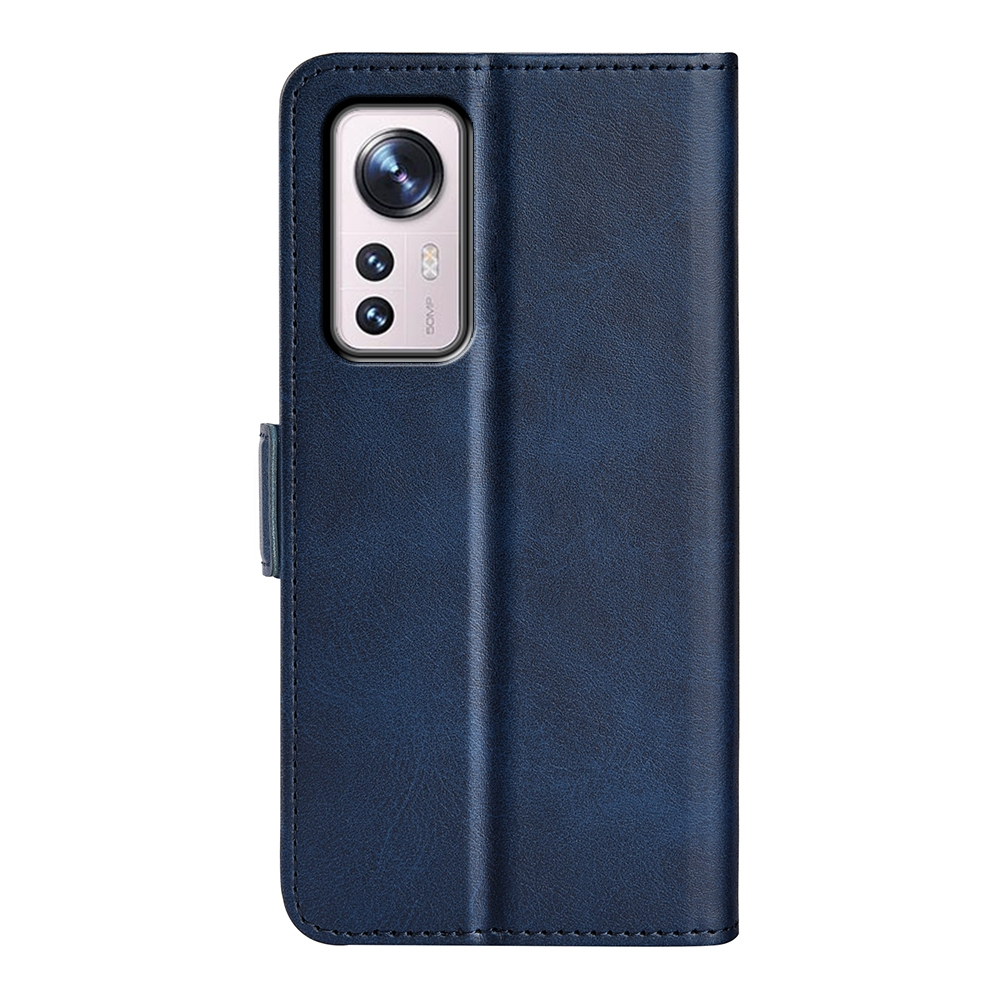 עבור Xiaomi 12 כיסוי ארנק / ספר עשוי מעור בצבע כחול כהה עם חריצים לכרטיסי אשראי