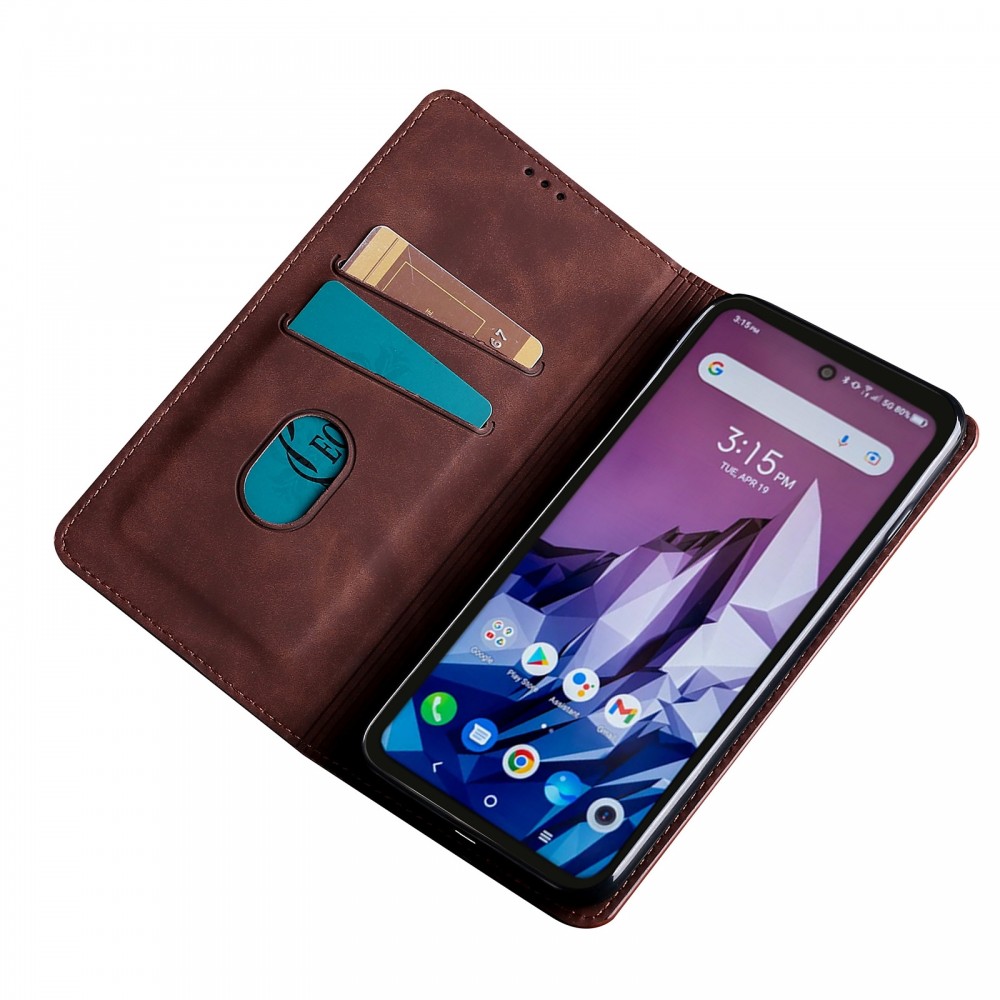 עבור Blackview A95 כיסוי ארנק / ספר עשוי מעור בצבע חום כהה עם חריצים לכרטיסי אשראי