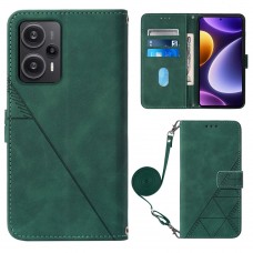 עבור Xiaomi Poco F5 כיסוי ארנק / ספר עשוי מעור בצבע ירוק כהה עם חריצים לכרטיסי אשראי