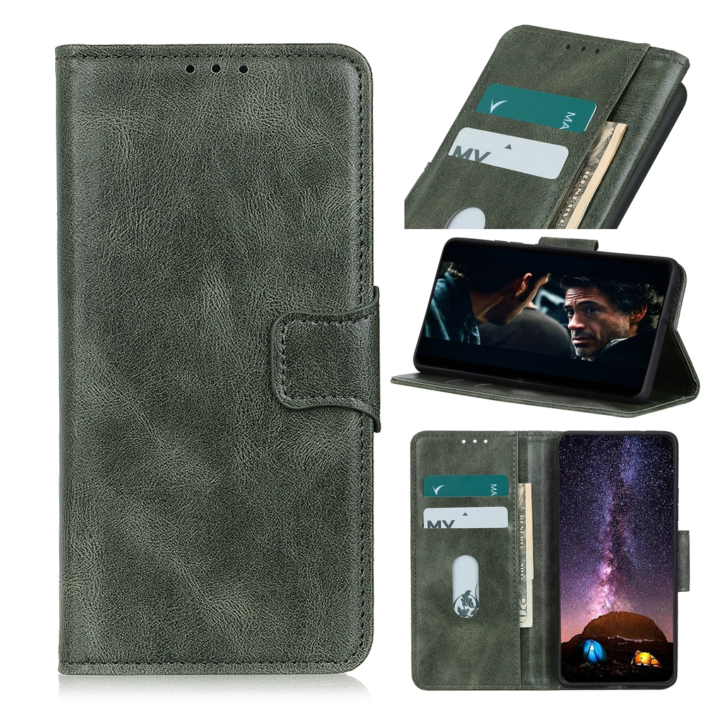 עבור Xiaomi Redmi K40S כיסוי ארנק / ספר עשוי מעור בצבע ירוק כהה עם חריצים לכרטיסי אשראי