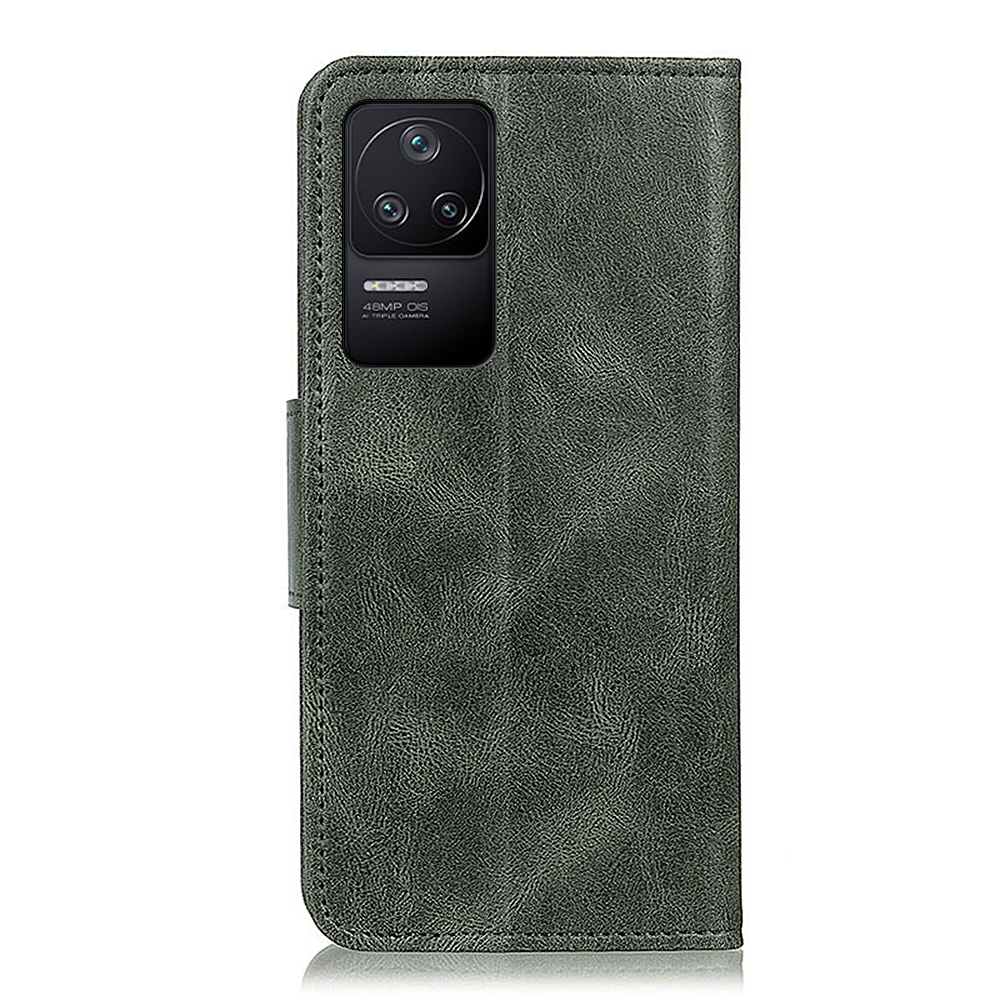 עבור Xiaomi Redmi K40S כיסוי ארנק / ספר עשוי מעור בצבע ירוק כהה עם חריצים לכרטיסי אשראי