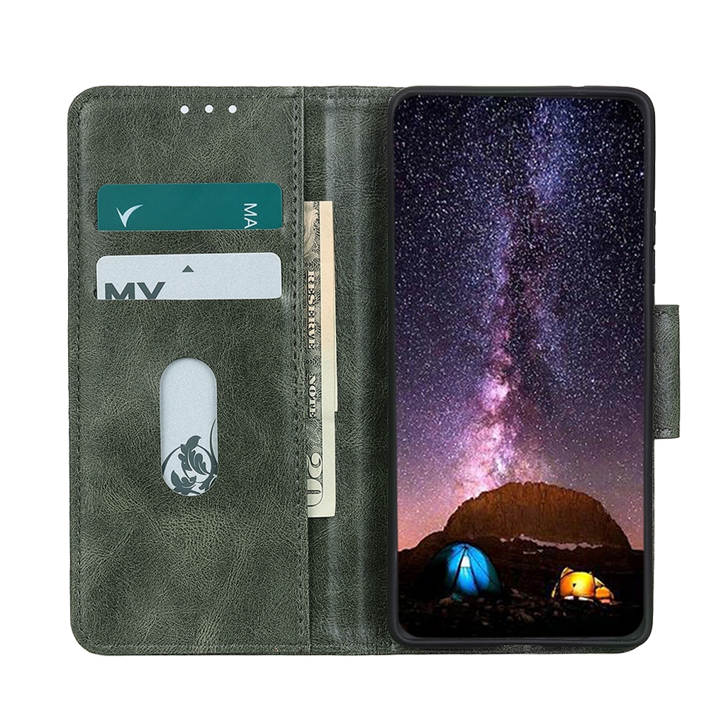 עבור Xiaomi Redmi K40S כיסוי ארנק / ספר עשוי מעור בצבע ירוק כהה עם חריצים לכרטיסי אשראי
