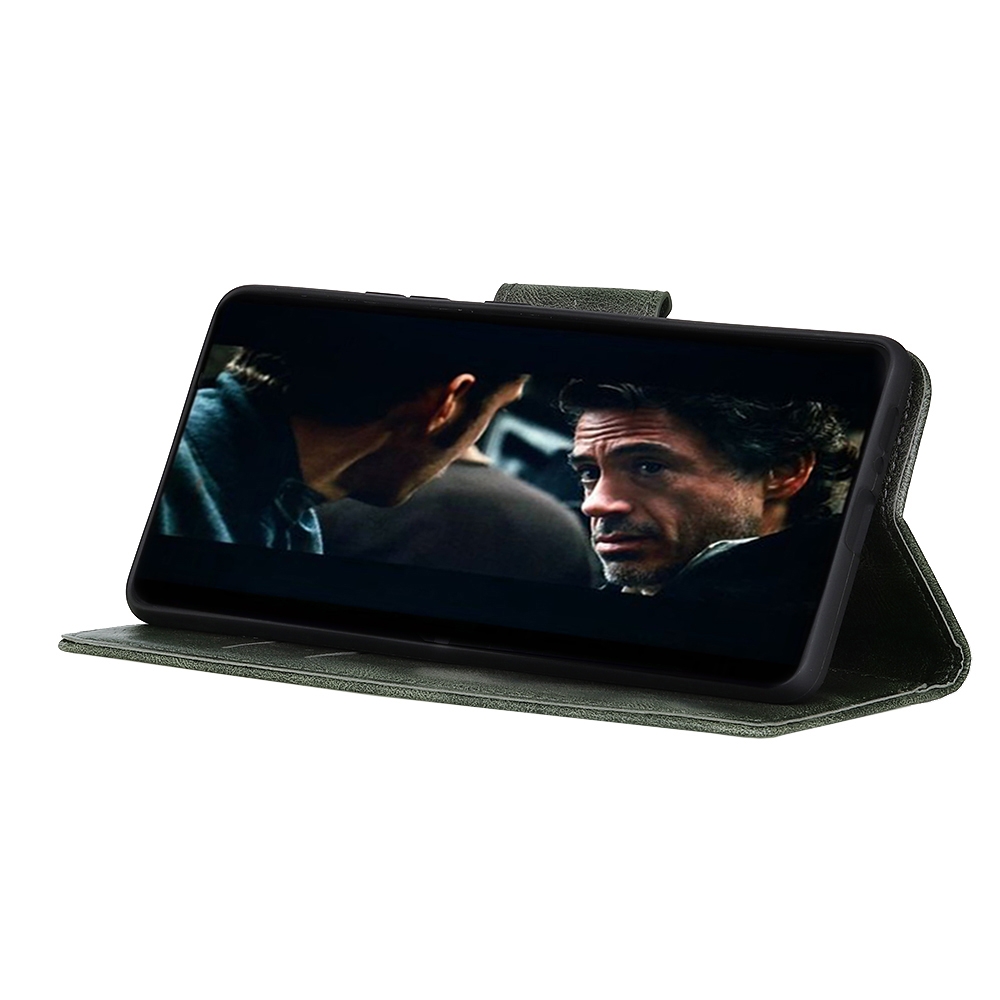 עבור Xiaomi Redmi K40S כיסוי ארנק / ספר עשוי מעור בצבע ירוק כהה עם חריצים לכרטיסי אשראי