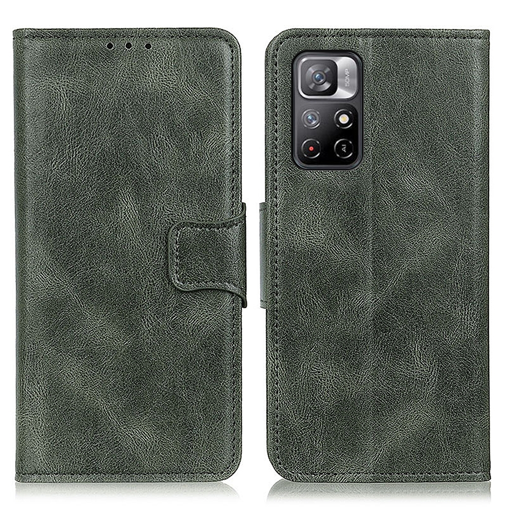 עבור Xiaomi Redmi Note 11 כיסוי ארנק / ספר עשוי מעור בצבע ירוק כהה עם חריצים לכרטיסי אשראי