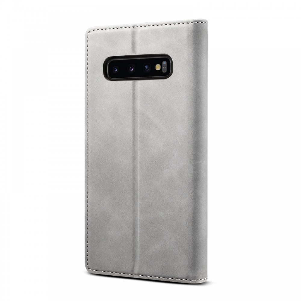 עבור Samsung Galaxy S10+ כיסוי ארנק / ספר עשוי מעור בצבע אפור עם חריצים לכרטיסי אשראי