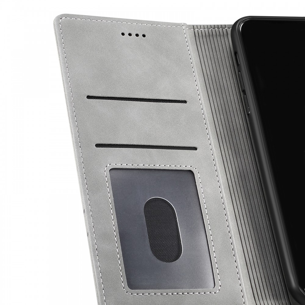 עבור Samsung Galaxy S10+ כיסוי ארנק / ספר עשוי מעור בצבע אפור עם חריצים לכרטיסי אשראי