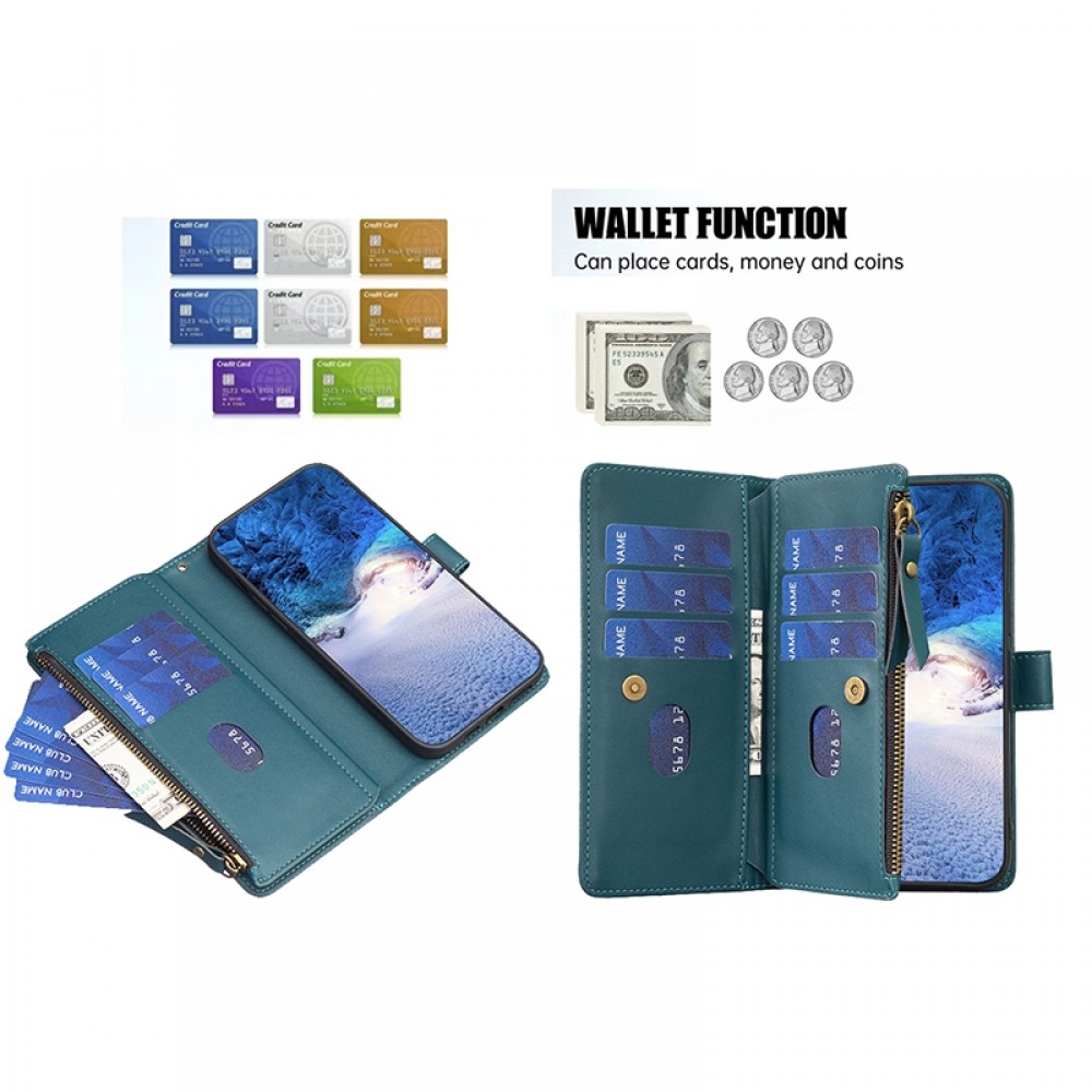 עבור Apple iPhone 11 כיסוי ארנק / ספר עשוי מעור בצבע ירוק עם חריצים לכרטיסי אשראי