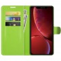 עבור Apple iPhone 13 כיסוי ארנק / ספר עשוי מעור בצבע ירוק עם חריצים לכרטיסי אשראי