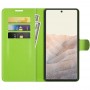 עבור Google Pixel 6 Pro כיסוי ארנק / ספר עשוי מעור בצבע ירוק עם חריצים לכרטיסי אשראי