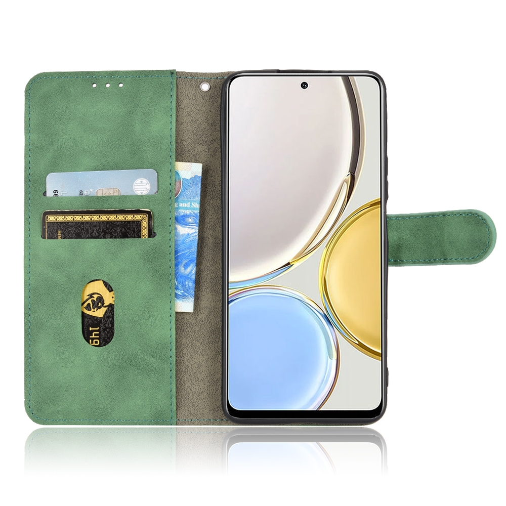 עבור Honor Magic4 Lite כיסוי ארנק / ספר עשוי מעור בצבע ירוק עם חריצים לכרטיסי אשראי