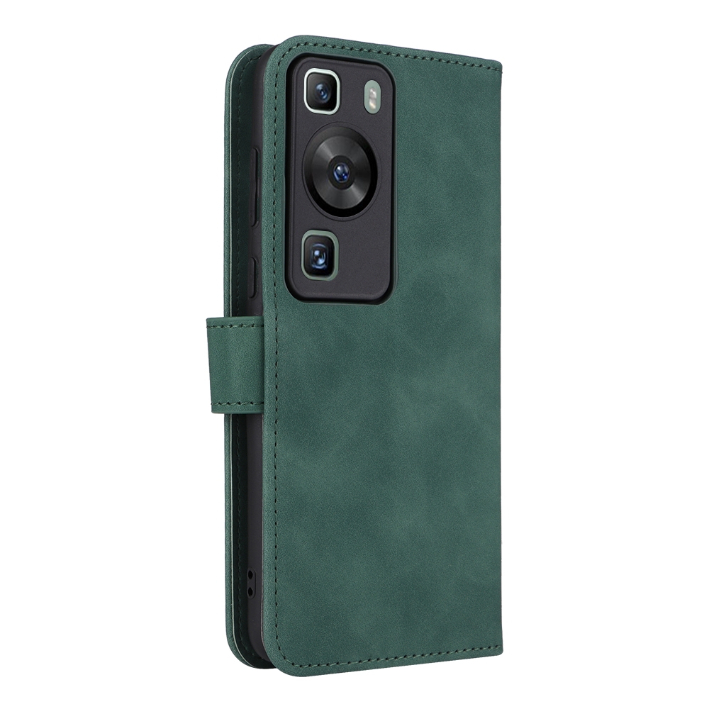 עבור Huawei P60 Pro כיסוי ארנק / ספר עשוי מעור בצבע ירוק עם חריצים לכרטיסי אשראי