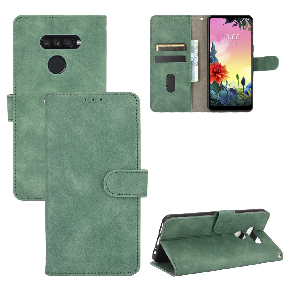 עבור LG K50S כיסוי ארנק / ספר עשוי מעור בצבע ירוק עם חריצים לכרטיסי אשראי