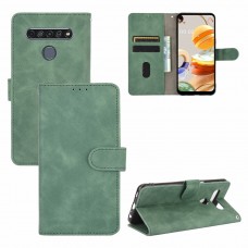 עבור LG Q61 כיסוי ארנק / ספר עשוי מעור בצבע ירוק עם חריצים לכרטיסי אשראי