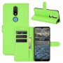 עבור Nokia 2.4 כיסוי ארנק / ספר עשוי מעור בצבע ירוק עם חריצים לכרטיסי אשראי