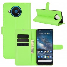 עבור Nokia 8.3 5G כיסוי ארנק / ספר עשוי מעור בצבע ירוק עם חריצים לכרטיסי אשראי