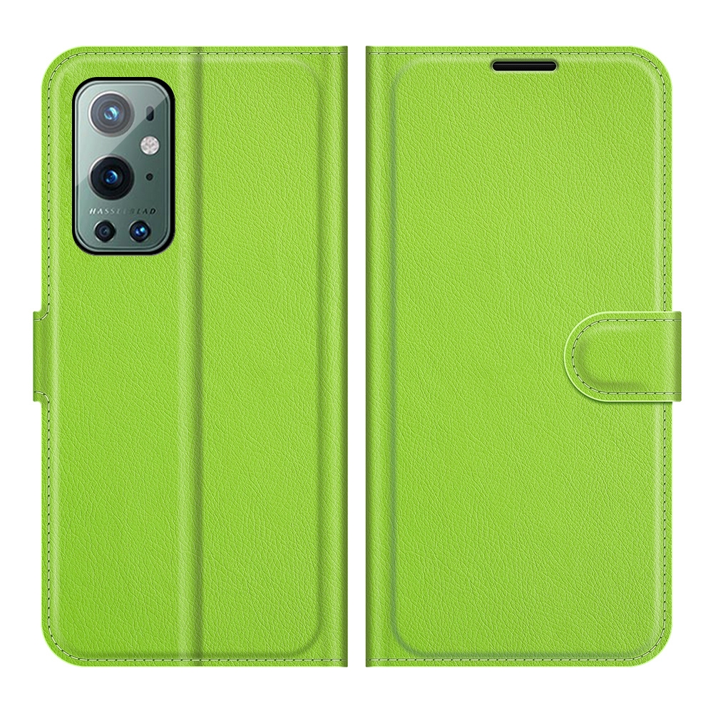 עבור OnePlus 9 Pro כיסוי ארנק / ספר עשוי מעור בצבע ירוק עם חריצים לכרטיסי אשראי