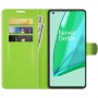 עבור OnePlus 9 Pro כיסוי ארנק / ספר עשוי מעור בצבע ירוק עם חריצים לכרטיסי אשראי