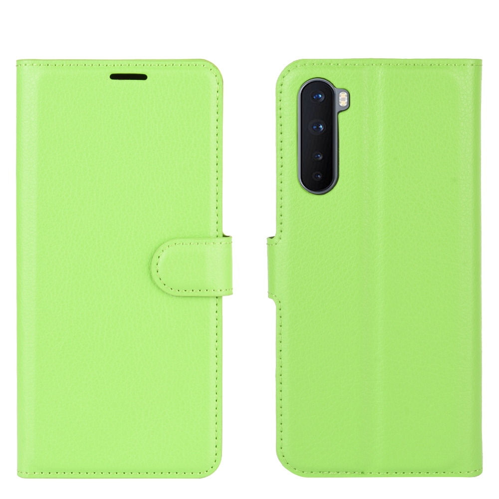עבור OnePlus Nord כיסוי ארנק / ספר עשוי מעור בצבע ירוק עם חריצים לכרטיסי אשראי