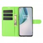 עבור OnePlus Nord N10 5G כיסוי ארנק / ספר עשוי מעור בצבע ירוק עם חריצים לכרטיסי אשראי