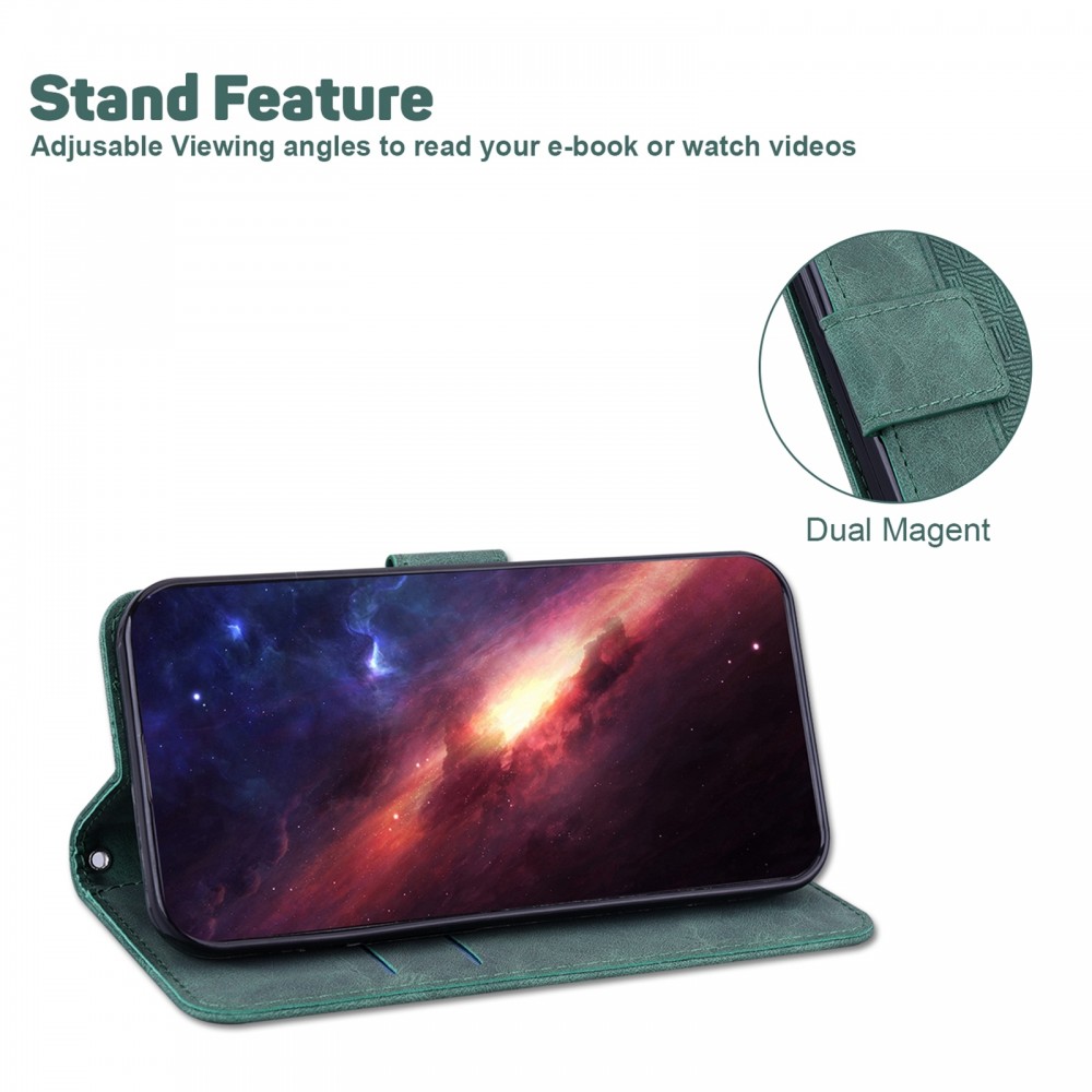 עבור Oppo A36 כיסוי ארנק / ספר עשוי מעור בצבע ירוק עם חריצים לכרטיסי אשראי
