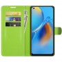 עבור Oppo A74 כיסוי ארנק / ספר עשוי מעור בצבע ירוק עם חריצים לכרטיסי אשראי