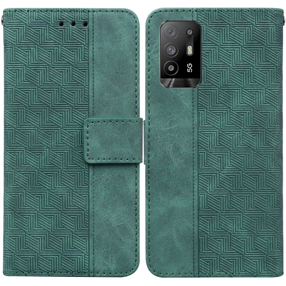 עבור Oppo F19 Pro+ 5G כיסוי ארנק / ספר עשוי מעור בצבע ירוק עם חריצים לכרטיסי אשראי