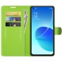 עבור Oppo Reno6 5G כיסוי ארנק / ספר עשוי מעור בצבע ירוק עם חריצים לכרטיסי אשראי