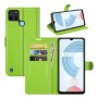 עבור Realme C21Y כיסוי ארנק / ספר עשוי מעור בצבע ירוק עם חריצים לכרטיסי אשראי