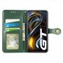 עבור Realme GT 5G כיסוי ארנק / ספר עשוי מעור בצבע ירוק עם חריצים לכרטיסי אשראי