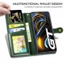 עבור Realme Q3 Pro 5G כיסוי ארנק / ספר עשוי מעור בצבע ירוק עם חריצים לכרטיסי אשראי