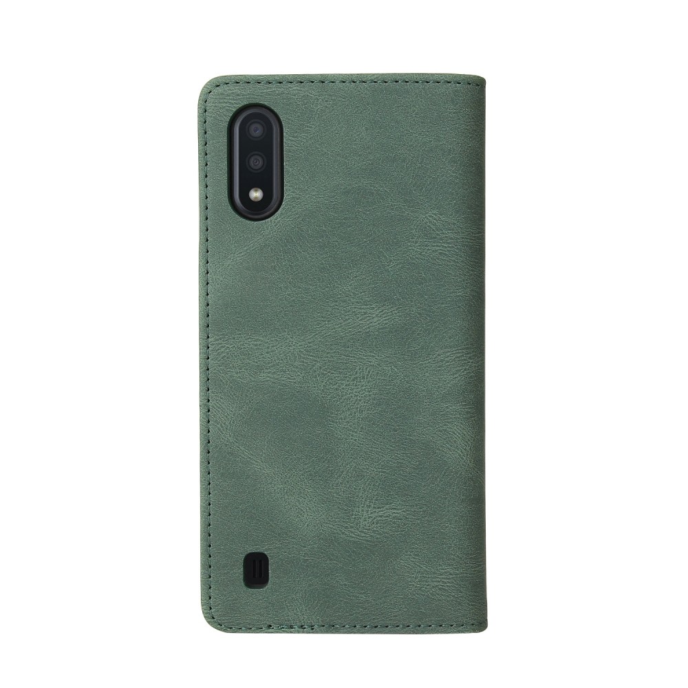 עבור Samsung Galaxy A01 כיסוי ארנק / ספר עשוי מעור בצבע ירוק עם חריצים לכרטיסי אשראי