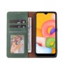 עבור Samsung Galaxy A01 כיסוי ארנק / ספר עשוי מעור בצבע ירוק עם חריצים לכרטיסי אשראי