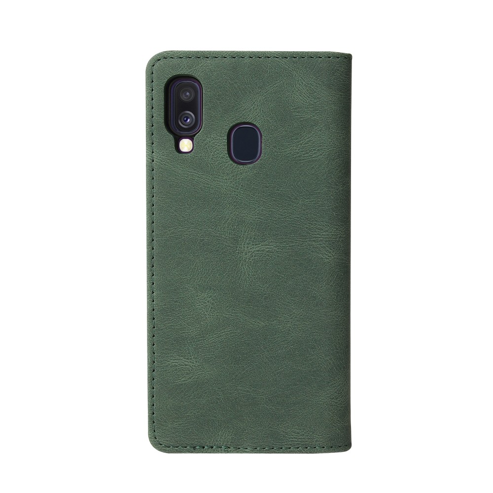 עבור Samsung Galaxy A40 כיסוי ארנק / ספר עשוי מעור בצבע ירוק עם חריצים לכרטיסי אשראי