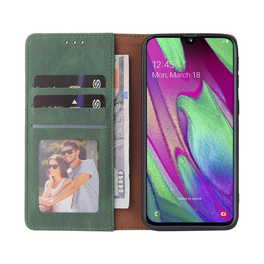 עבור Samsung Galaxy A40 כיסוי ארנק / ספר עשוי מעור בצבע ירוק עם חריצים לכרטיסי אשראי