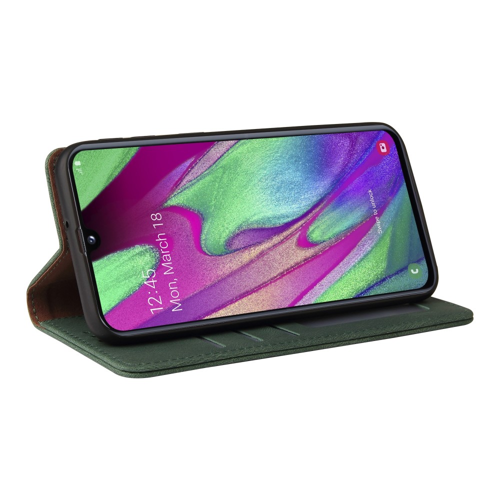עבור Samsung Galaxy A40 כיסוי ארנק / ספר עשוי מעור בצבע ירוק עם חריצים לכרטיסי אשראי