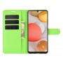 עבור Samsung Galaxy A42 5G כיסוי ארנק / ספר עשוי מעור בצבע ירוק עם חריצים לכרטיסי אשראי