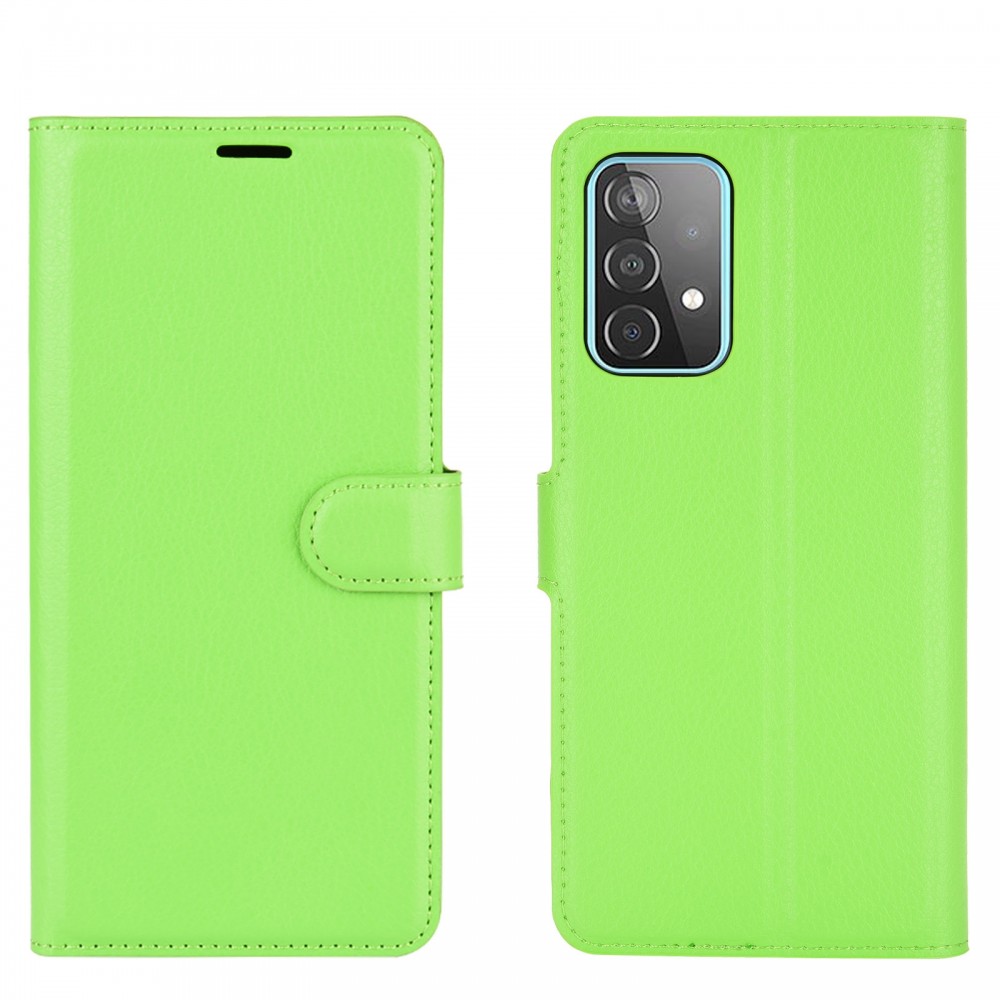 עבור Samsung Galaxy A52 5G כיסוי ארנק / ספר עשוי מעור בצבע ירוק עם חריצים לכרטיסי אשראי