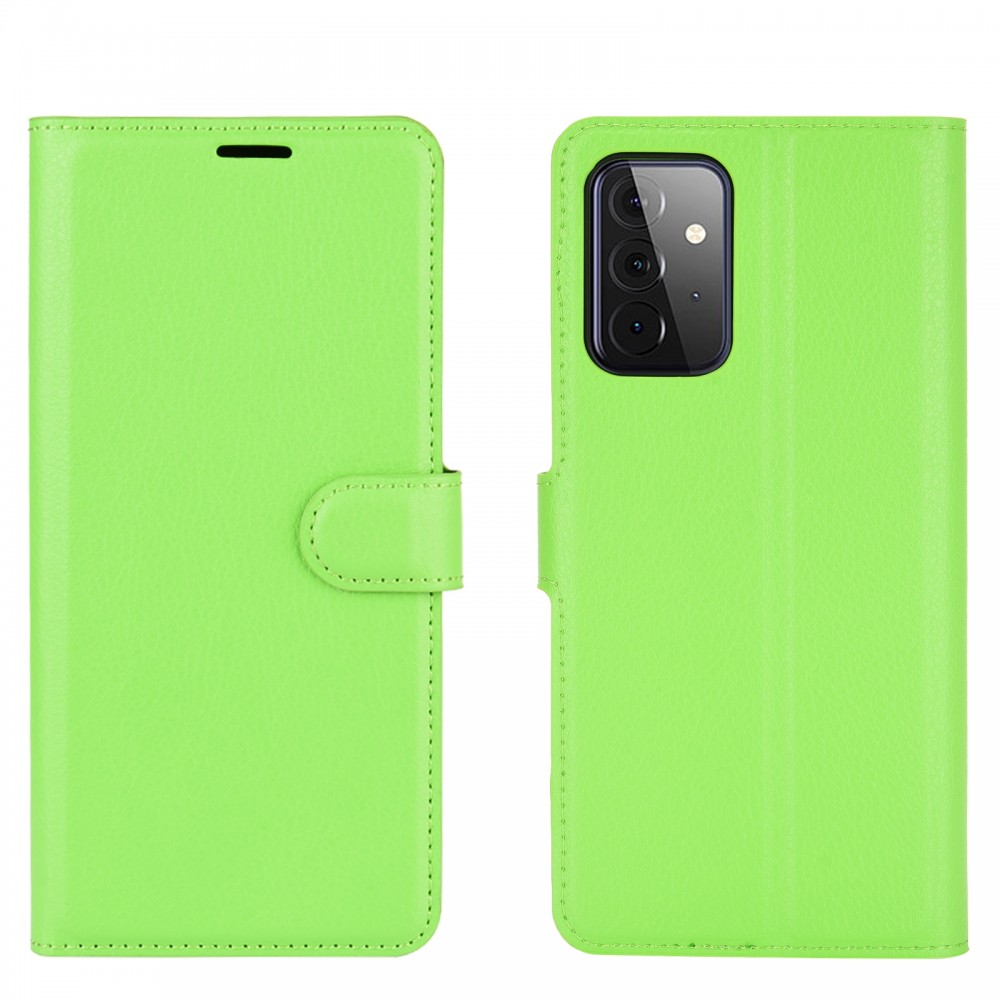 עבור Samsung Galaxy A72 כיסוי ארנק / ספר עשוי מעור בצבע ירוק עם חריצים לכרטיסי אשראי